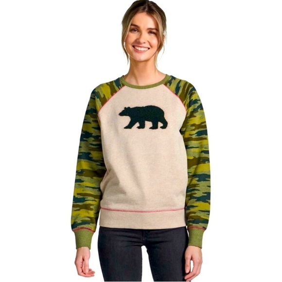 Hatley Heritage Bear Camo Sweatshirt Matching Shorts Set S/M - Picture 1 of 10